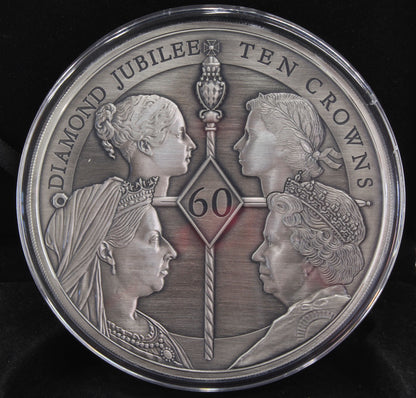 2012 Tristan Da Cunha Diamond Jubilee 10 Crowns Antique Coin