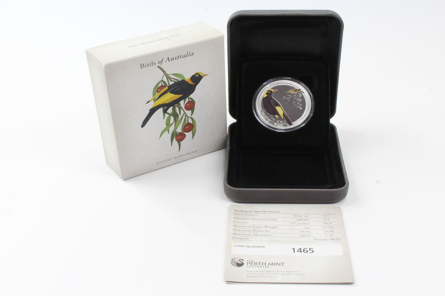 2013 Birds of Australia 50 Cent Regent Bowerbird 1/2 Oz Silver Proof Coin