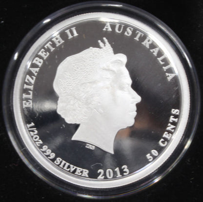 2013 Birds of Australia 50 Cent Regent Bowerbird 1/2 Oz Silver Proof Coin