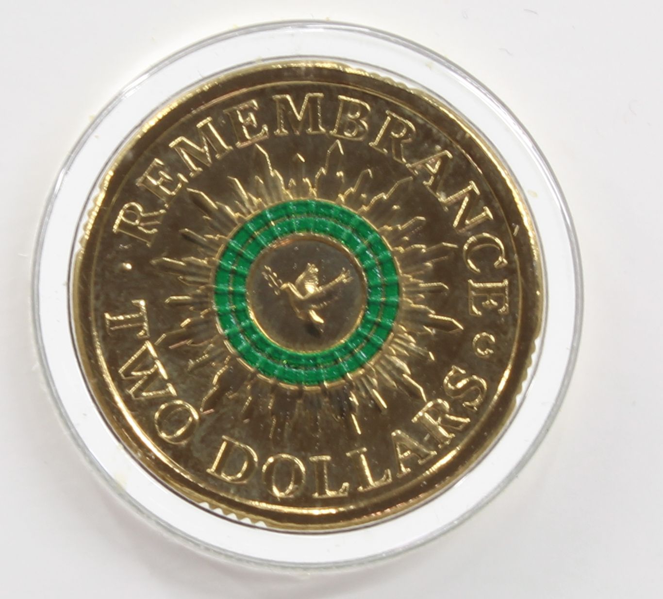 2014 Australia $2 Remembrance Day Coloured Coin On Card