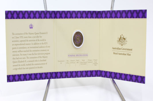 2013 Australia $2 60th Anniversary Queen Coronation Purple Coloured Coin On Card
