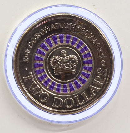 2013 Australia $2 60th Anniversary Queen Coronation Purple Coloured Coin On Card