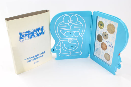 2005 Japan "35th Ann of Doraemon 6 Coin BU Set w/Medal In Original Plastic Case