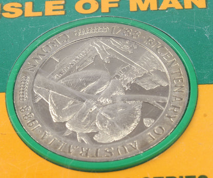 1988 Isle of Man Crown Coin - Australia Animals Bicentenary In Case X 6