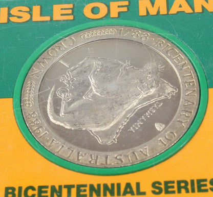 1988 Isle of Man Crown Coin - Australia Animals Bicentenary In Case X 6