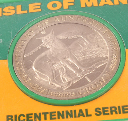 1988 Isle of Man Crown Coin - Australia Animals Bicentenary In Case X 6
