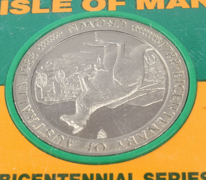 1988 Isle of Man Crown Coin - Australia Animals Bicentenary In Case X 6