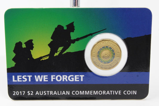 2017 Australia $2 Lest we Forget Coloured Coin on Card