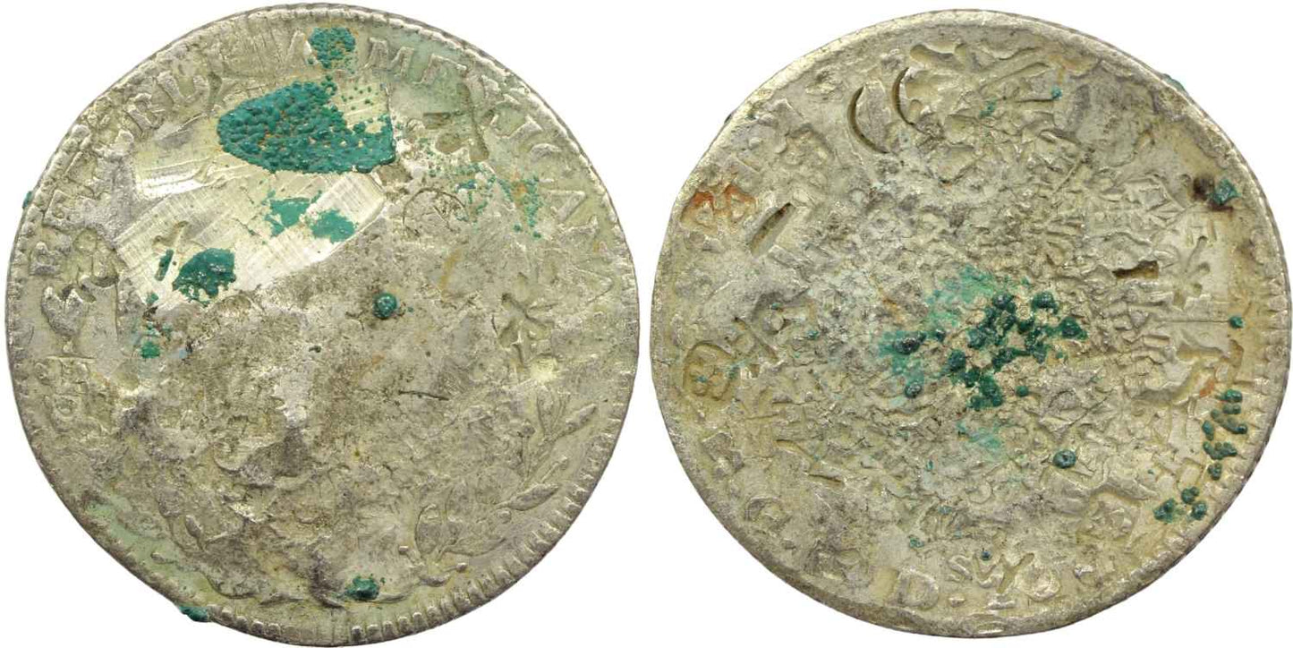 Mexico 1850 - 1859 Silver Cap & Rays 8 Reales Coin Potosi Mint Chop Marks