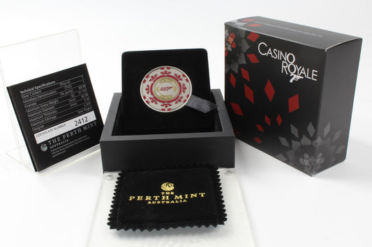2023 Tuvalu $1 James Bond 007 Casino Royale 1Oz Silver Antiqued Coloured Coin