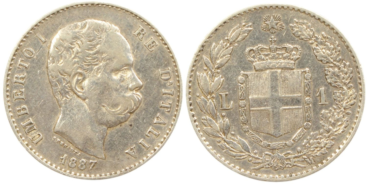 1887 Italy 1 Lire Coin Details – Cleaned