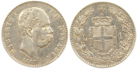 1887 Italy 1 Lire Coin Details – Cleaned