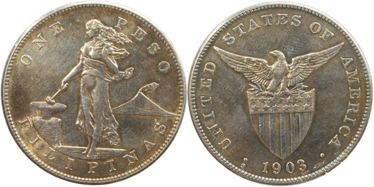 1903 Philippines 1 Peso Coin Details – Cleaned
