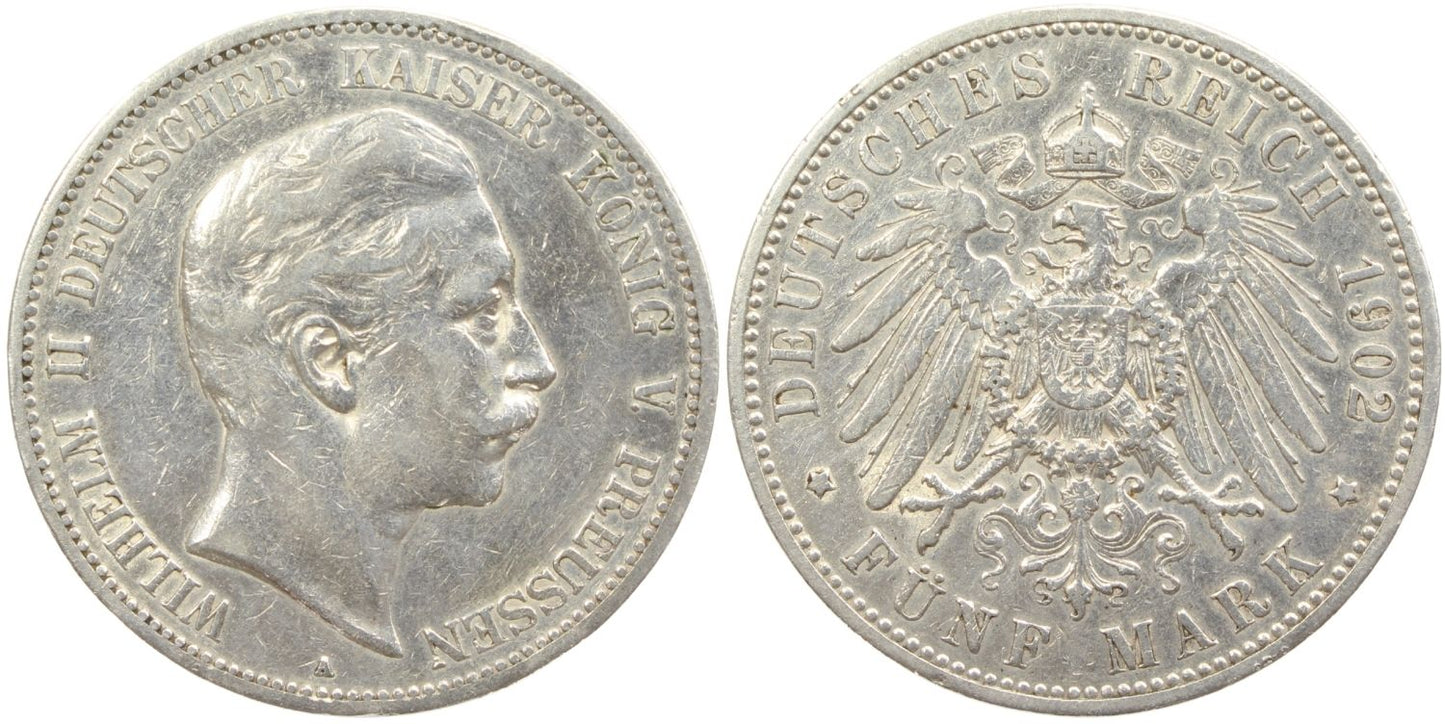 1902 Prussia 5 Mark Details – Cleaned