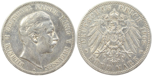 1902 Prussia 5 Mark Details – Cleaned