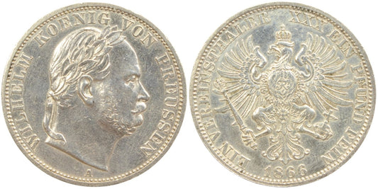 1866 Prussia 1 Thaler Coin Details – Cleaned