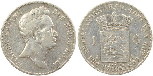 1840 Netherlands 1 Gulden Coin Details – Cleaned