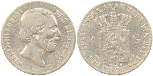 1858 Netherlands 1 Gulden Coin Details – Cleaned