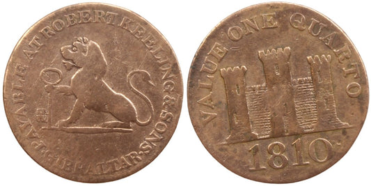 1810 Gibraltar 1 Quarto Coin Details – Cleaned