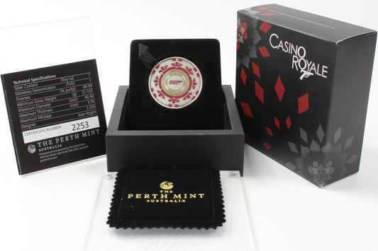 2023 Tuvalu $1 James Bond 007 Casino Royale 1Oz Silver Antiqued Coloured Coin