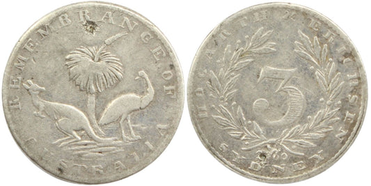 1860 Australia 3 Pence Coin Details – Plugged