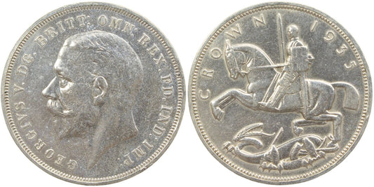 1935 Great Britain 1 Crown Coin Details – Cleaned
