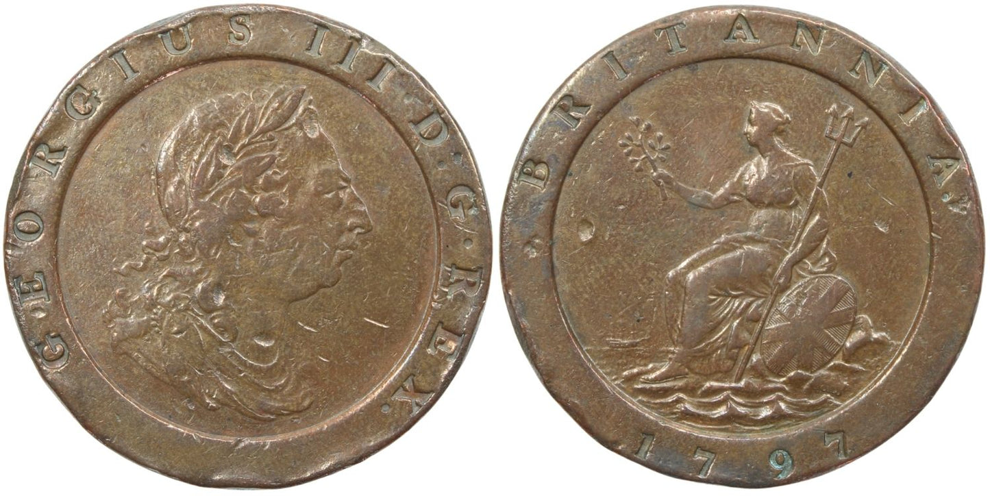 1797 Great Britain 2 Pence Coin Details – Cleaned