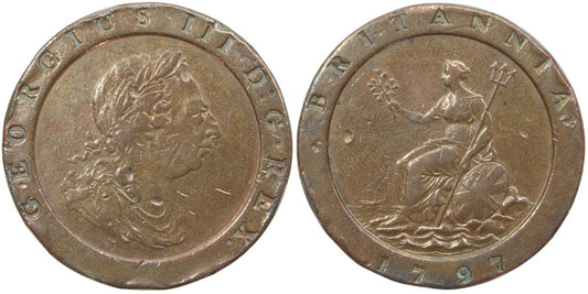1797 Great Britain 2 Pence Coin Details – Cleaned