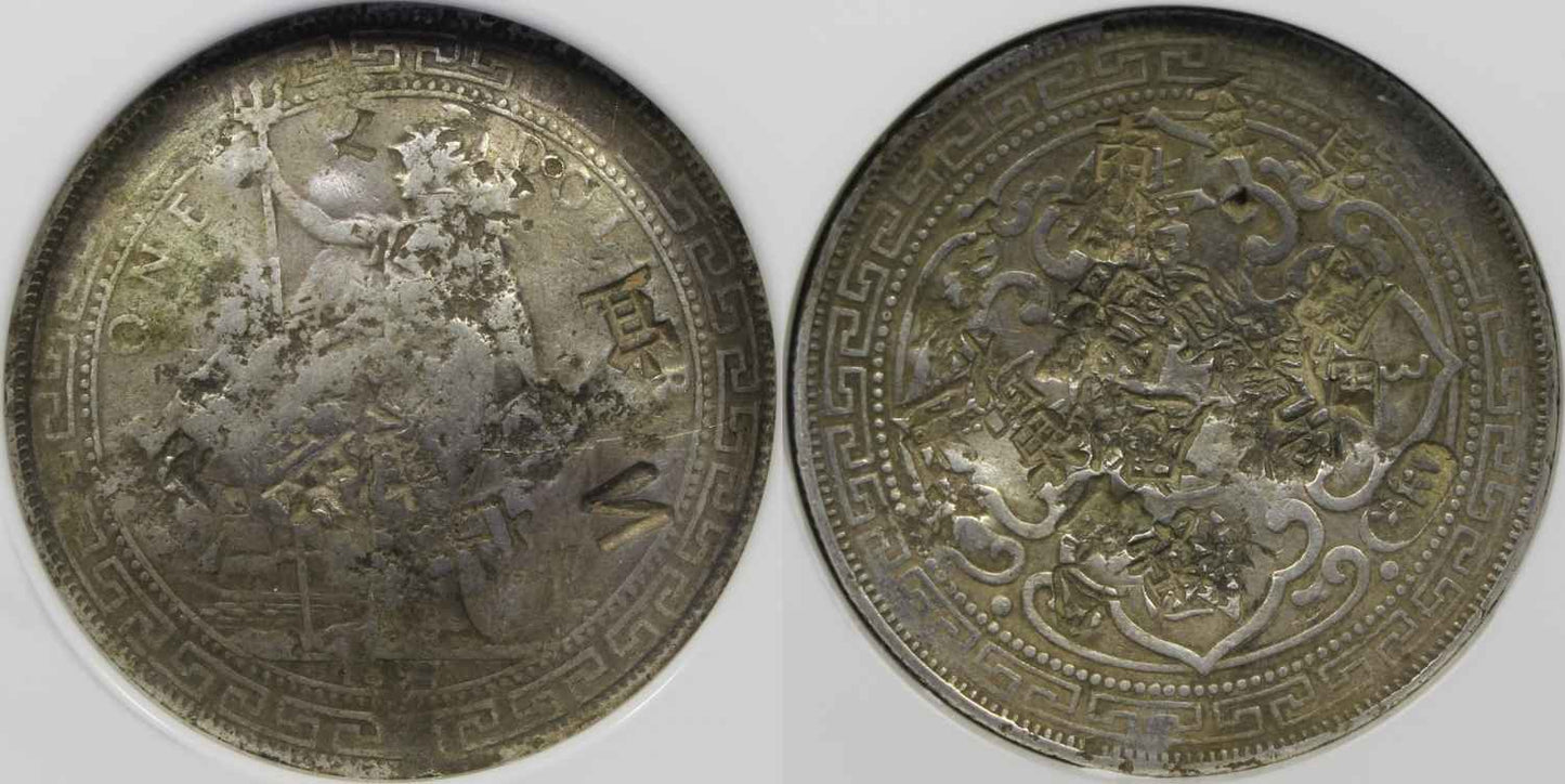 1897 Great Britain Silver Trade Dollar Coin NGC Chopmarked