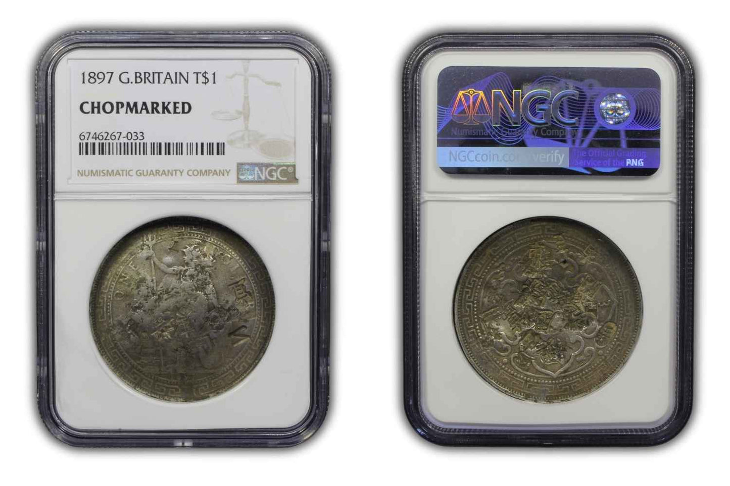 1897 Great Britain Silver Trade Dollar Coin NGC Chopmarked