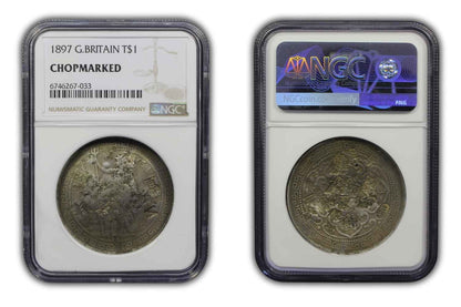 1897 Great Britain Silver Trade Dollar Coin NGC Chopmarked