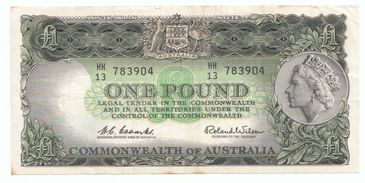 1961 Australia Coombs Wilson RESERVE BANK 1 Pound Note gVF