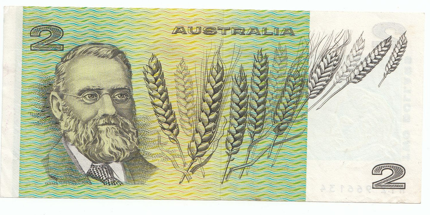 1976 Australia Knight Wheeler OCRB CENTRE THREAD $2 Note good VF