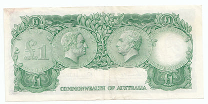 1961 Australia Coombs Wilson RESERVE BANK 1 Pound Note gVF - aEF