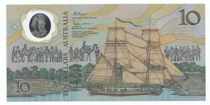 1988 Australia $10 Bicentenary Note FIRST PREFIX AB10 SECOND RELEASE aUNC