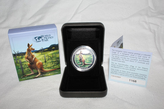 2014 KANGAROO Berlin Show World Money Fair 1oz Silver Coloured Coin - Perth Mint