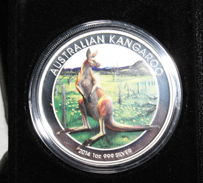 2014 KANGAROO Berlin Show World Money Fair 1oz Silver Coloured Coin - Perth Mint