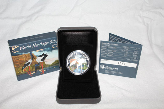 AUSTRALIA 1 Dollar 2013 Silver 1oz. Proof 'Black Storks - Kakadu National Park'