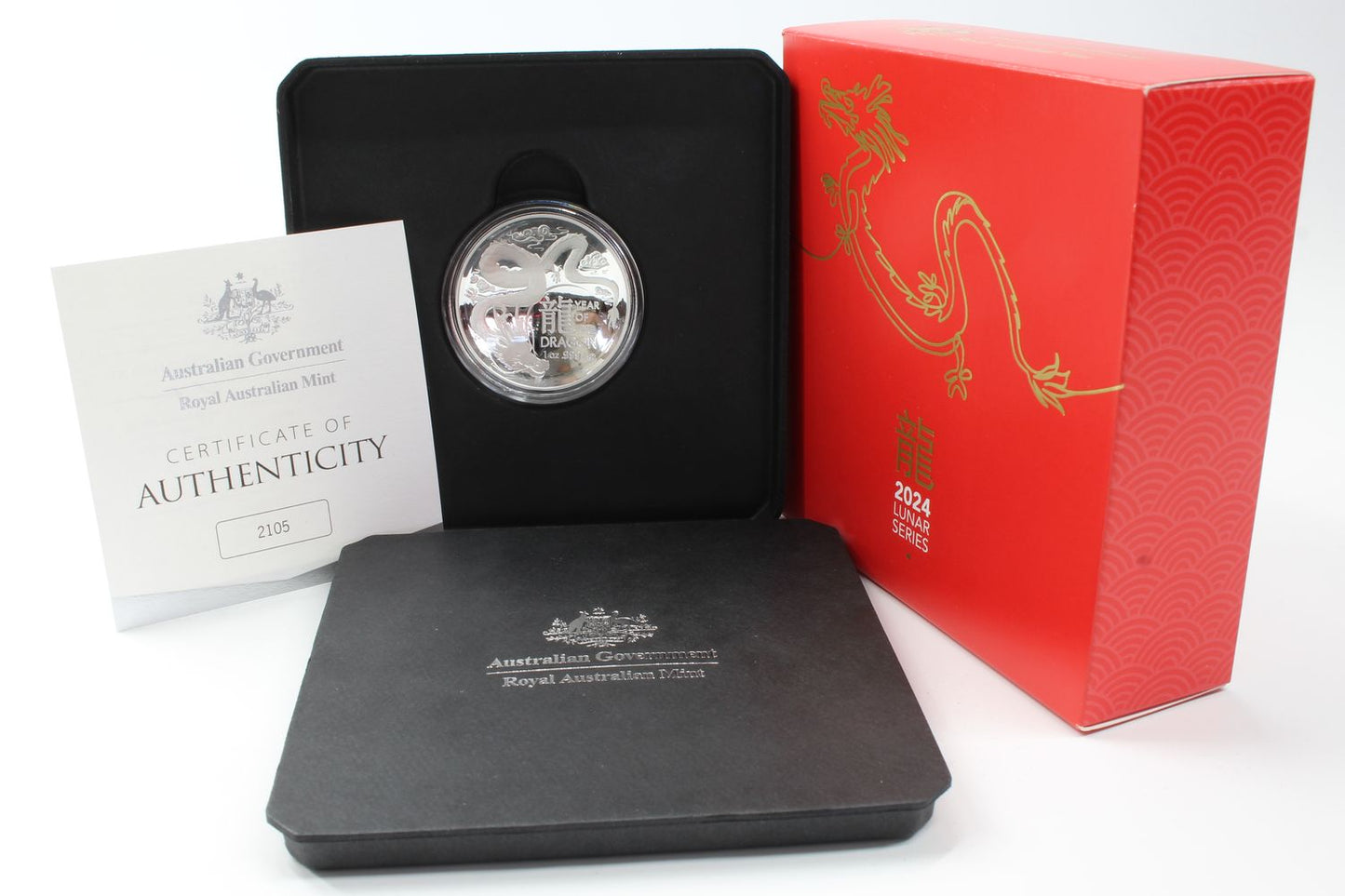 2024 Australia $5 Lunar Year of The Dragon 1 Oz Silver Proof Domed Coin