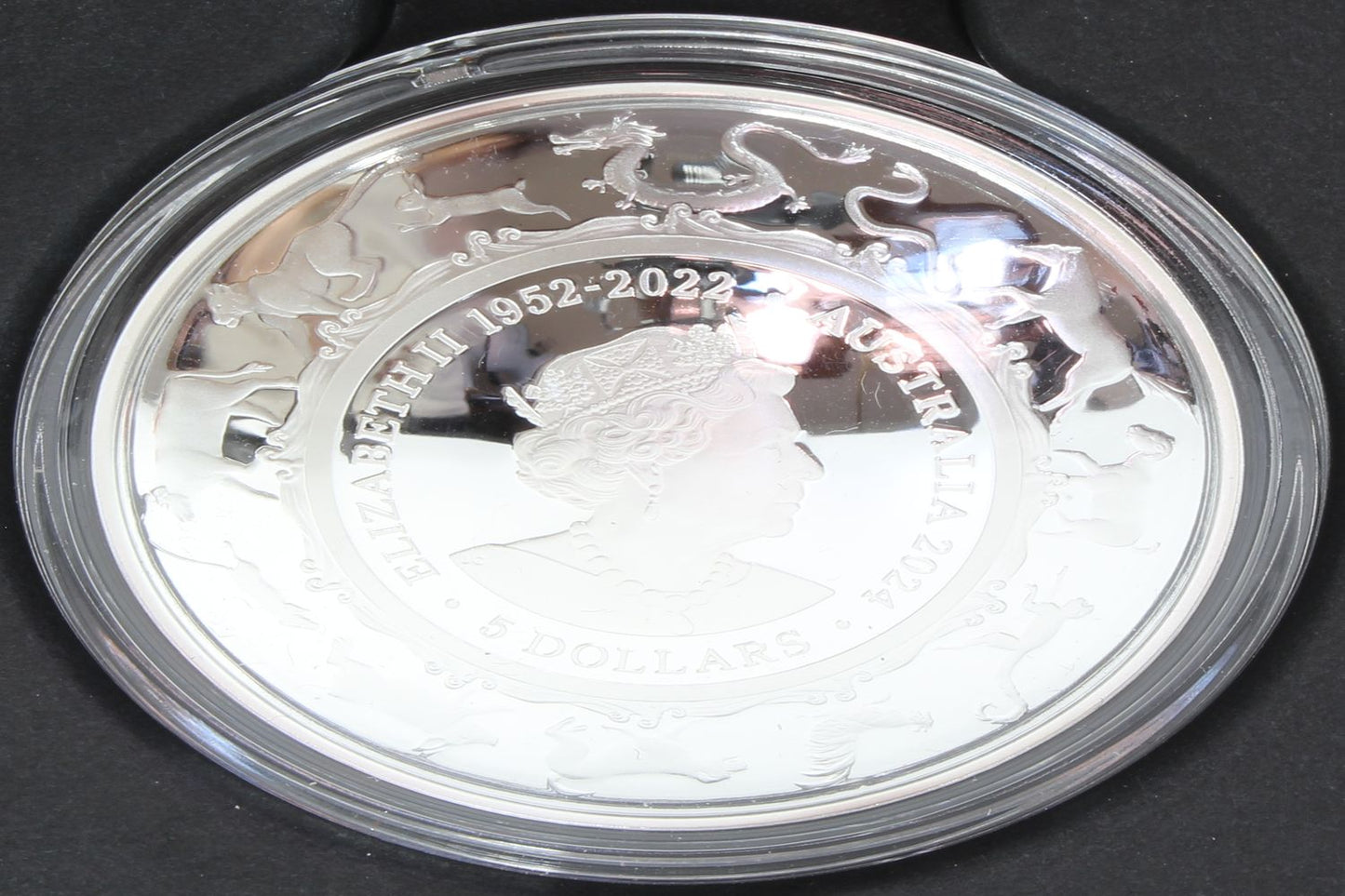 2024 Australia $5 Lunar Year of The Dragon 1 Oz Silver Proof Domed Coin