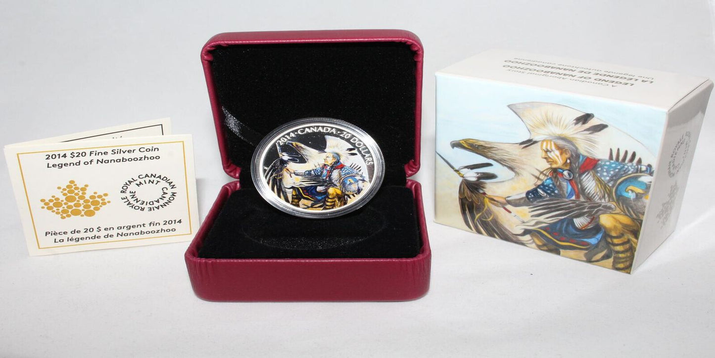 2014 Canada Silver 1 Oz 999 Legend of Nanaboozhoo $20 Proof Colored Coin
