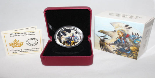 2014 Canada Silver 1 Oz 999 Legend of Nanaboozhoo $20 Proof Colored Coin