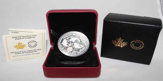 2015 Canada Silver 1 Oz 999 Maple of Prosperity $15 Hologram Coin