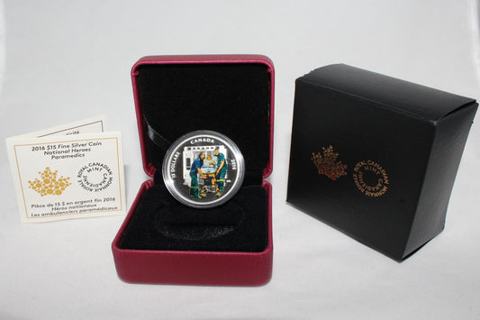 2016 Canada National Heroes Silver 999 Paramedics $15 Proof Colored Coin