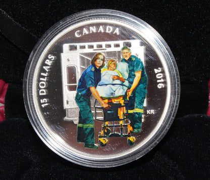 2016 Canada National Heroes Silver 999 Paramedics $15 Proof Colored Coin