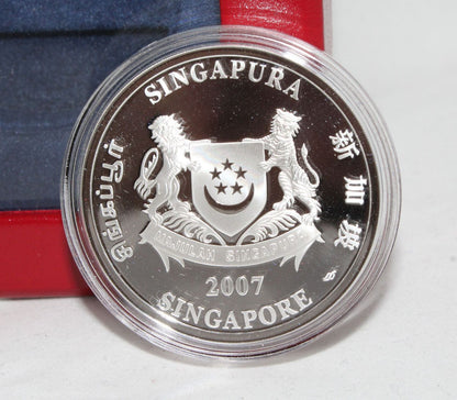2007 Singapore Silver 999 42 Years Independence $2 Colored Proof Coin