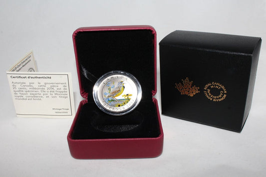 2014 Canada Birds Eastern Meadowlark 25 Cent Colored Coin