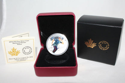 2016 Canada National Heroes Silver 999 Police $15 Proof Colored Coin