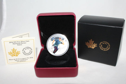2016 Canada National Heroes Silver 999 Police $15 Proof Colored Coin