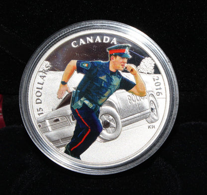 2016 Canada National Heroes Silver 999 Police $15 Proof Colored Coin